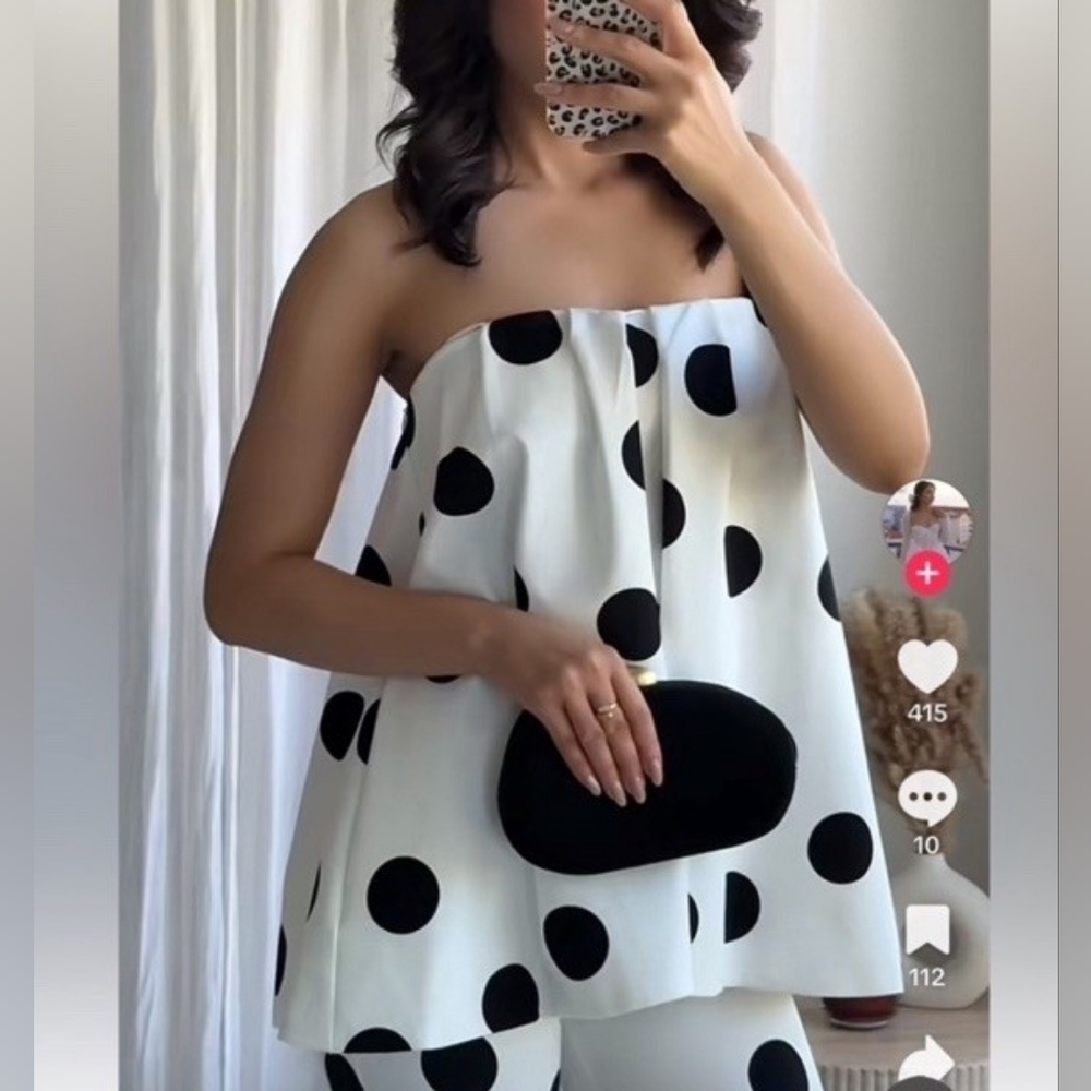 Zara Polkadot Strapless Top